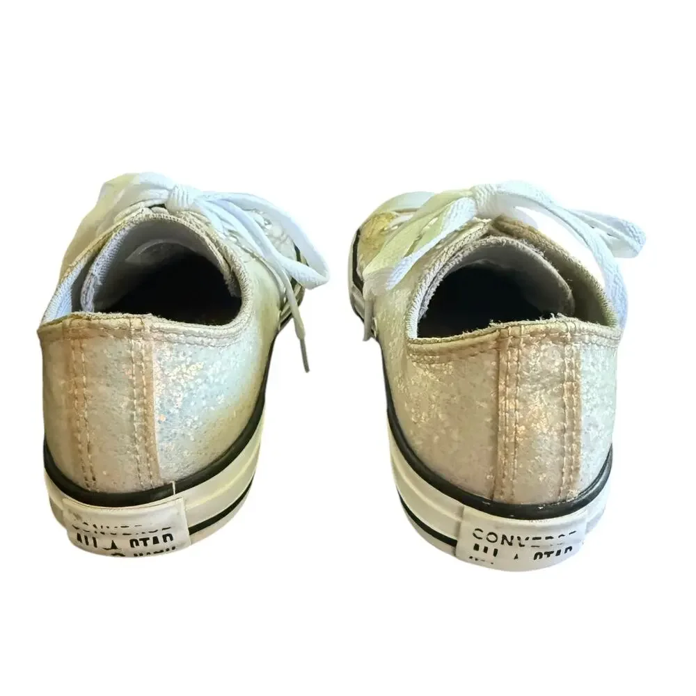Converse All Star Patent Leather Glitter Lace Up Shoes Size 3